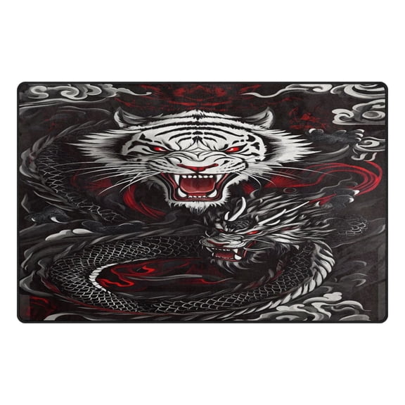 Tiger and Dragon Memory Foam Area Rug 31"x20" Non Slip, Absorbent, Fade Proof for Living Room, Bedroom, Office