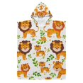 Tiger and Lion Kid Hooded Beach Towel 35.4x27.5 inch Bath Poncho Towels
