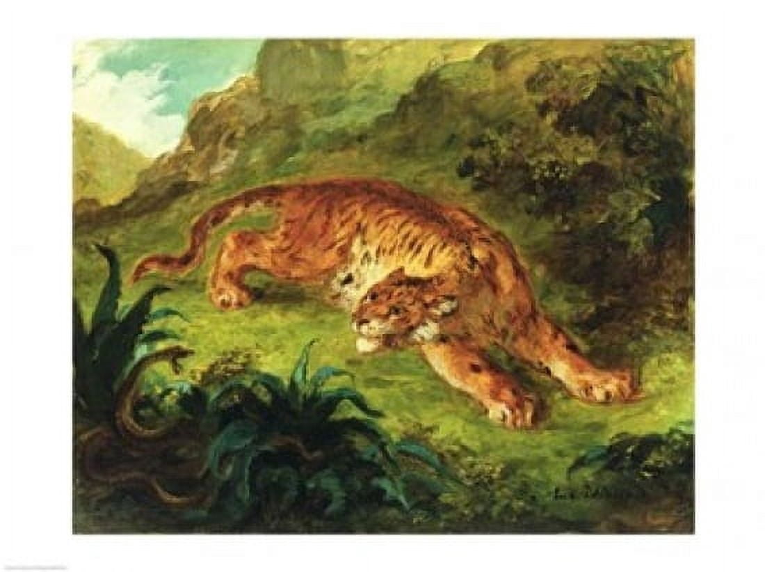 Tiger and Snake 1858 Canvas Art - Eugene Delacroix (36 x 24)