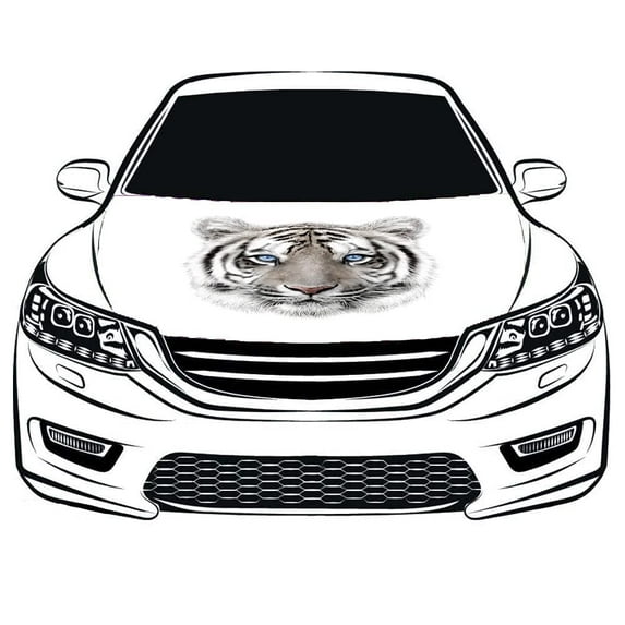 Tiger flag Oversized Car Hood Cover 3.3X5FT/6X7FT 100% Polyester Elastic Fabrics Can be Washed Suitable for large SUV and Pickup Trucks (6X7FT)