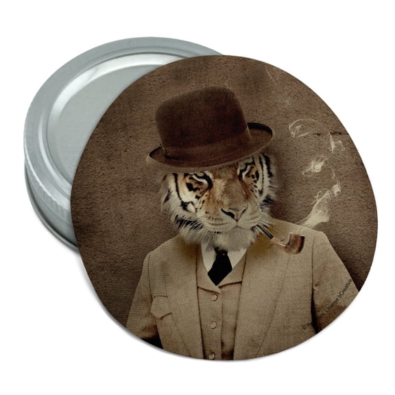Tiger in Hat and Suit Smoking Pipe Round Rubber Non-Slip Jar Gripper Lid Opener