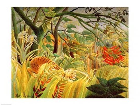 Tiger in a Tropical Storm Canvas Art - Henri Rousseau (24 x 18)