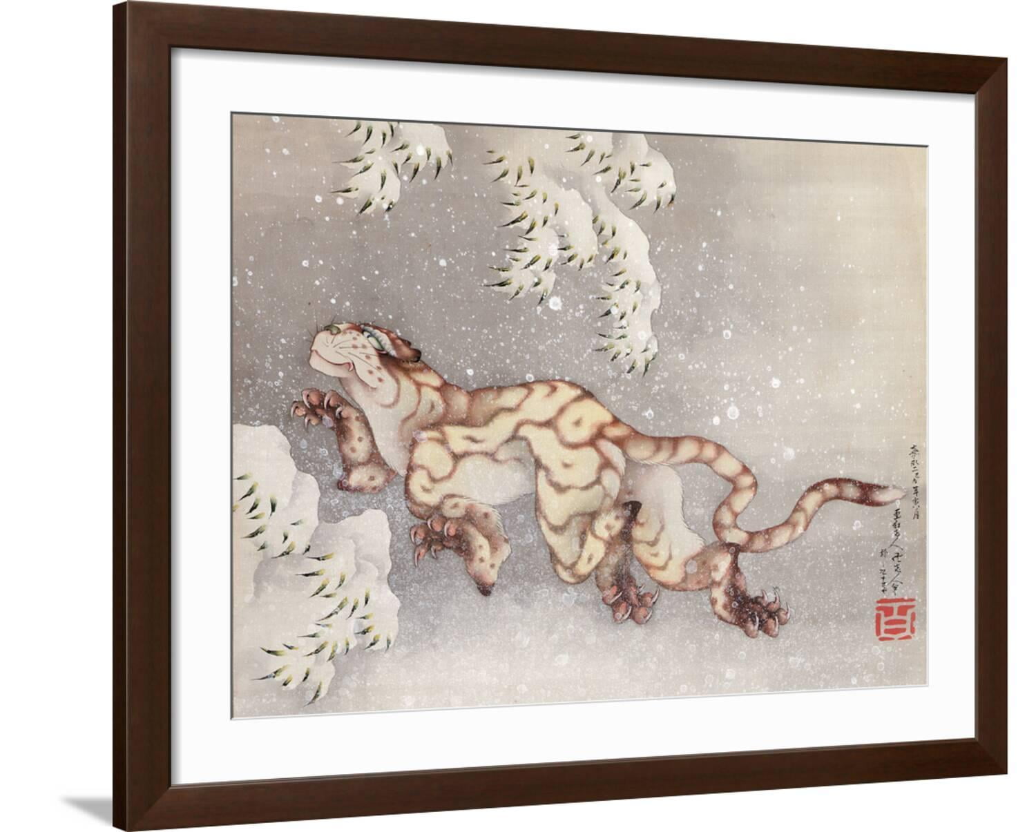 Tiger in a snowstorm. Edo Period, 1849 Framed Giclee Print