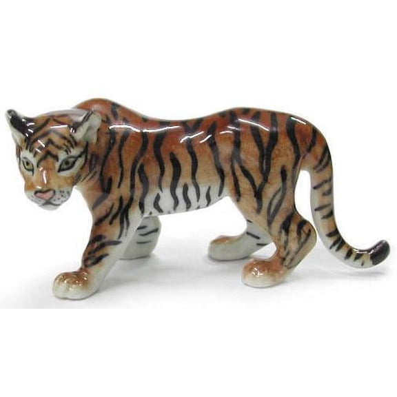 Little Critterz Tiger Miniature Porcelain Figurine, Hand-Painted Big Cat Wildlife Collectible, Exotic Animal Home Dcor Display Piece, Gift for Tiger Lovers and Animal Collectors