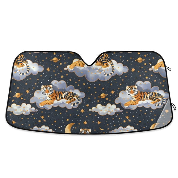 Tiger on Cloud Car Windshield Sun Shade Foldable Car Front Window Visor Heat and UV Protection 53x23.5