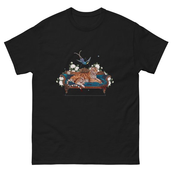 Tiger on the Couch - Quirky Collage - T-Shirt Front Print