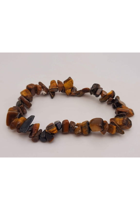 Tiger's Eye Chip Bracelet Handmade Genuine Crystal Stretch Bracelet