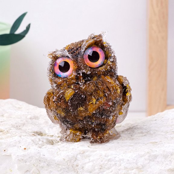 Tiger's Eye Stone Owl Figurine - Natural Polished Finish, Home Decor For Living Room Bedroom Office, Tabletop Ornament, Shelf Accent, Feng Shui Spiritual Gift, Collectible Item,