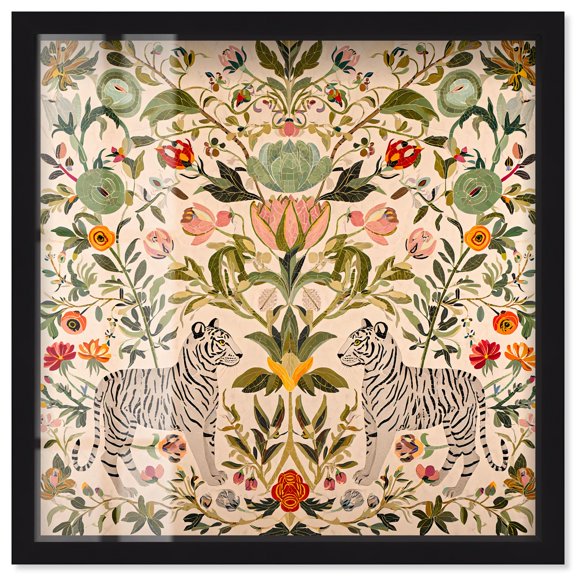 Tiger's Mirror I Shadowbox Print Living Room Wall Art by Art Remedy, Black Frame, 16 x 16