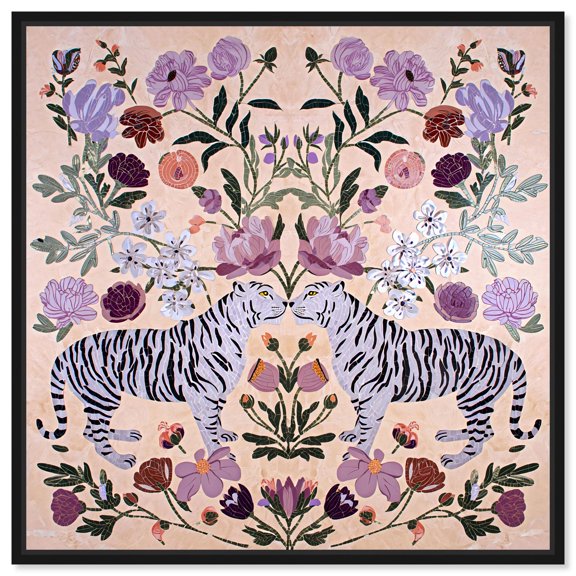 Tiger's Mirror II Canvas Print Living Room Wall Art by Art Remedy, Black Frame, 12 x 12