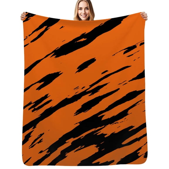 Tiger stripes pattern Flannel Blankets Soft Throw Blanket Winter Travel Office Outdoor Bedspread