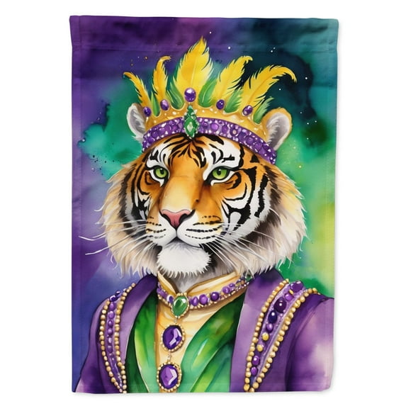 Tiger the King of Mardi Gras Garden Flag 11.25 in x 15.5 in