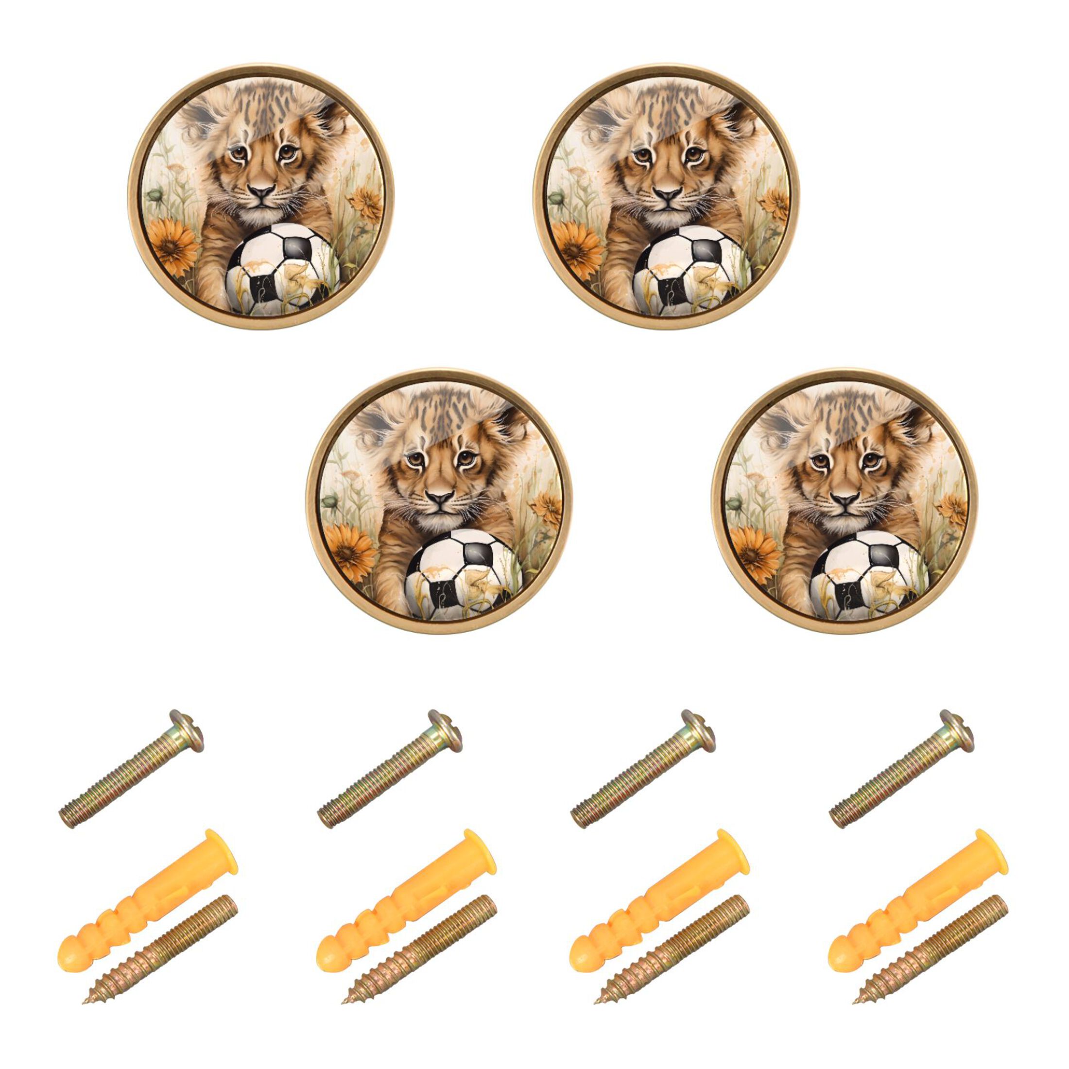 Tiger with Football Knobs Kitchen Drawers Knobs Door Round