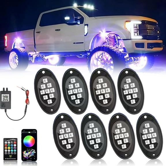 TigerClaw Vehicle rock lights, RGB LED Car Underbody Light Kit with Remote and App Control for Trucks, SUVs and Jeeps