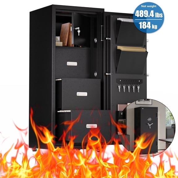 TigerKing Fireproof Steel Safe Box with Digital Lock, 4-Drawer Fireproof File Cabinet, Heavy Duty Home Office Document Safe
