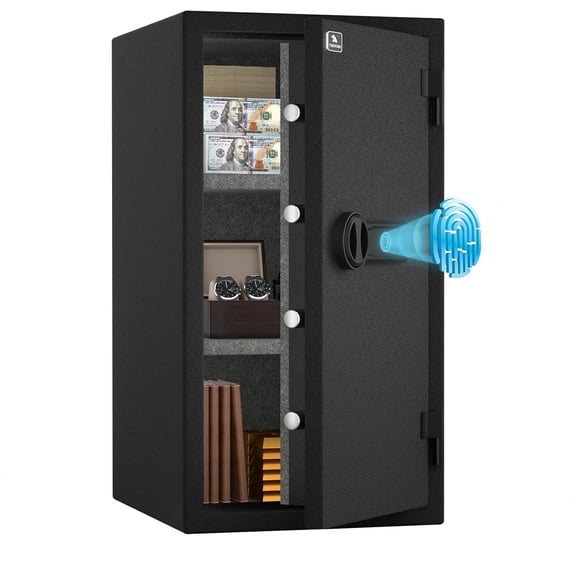 TigerKing 6.0 Cu ft Biometric Fireproof Safe Box with Digital Keypad Lock, Steel Security Box for Home Office Money Documents