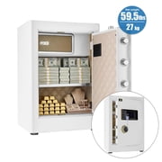 TigerKing Security Home Safe Box, 2.5 Cubic Feet Digital Safe with Keypad and Keys for Home, Heavy Duty Steel with Live Bolts, White
