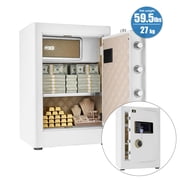 TigerKing White Security Home Safe Box, 2.5 Cubic Feet Digital Safe with Keypad and Keys for Home, Office, Business