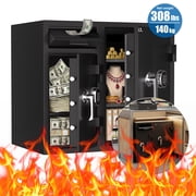 TigerKing Dual Door Business Safe with Drop Slot, 10.08 Cu Ft Heavy Duty Cash Safe for Retail, 45-Min Fire Protection 1200 F, 308.6 lb, Electronic Keypad, for Office Store Front Desk, Black