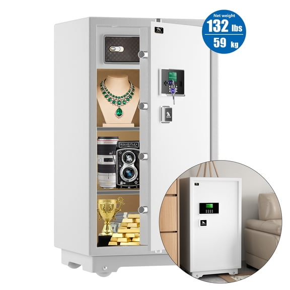 TigerKing 7.2 Cu. Ft. Heavy Duty Safe Box, Digital Combination Lock, Steel Construction, Removable Shelves for Home Hotel Office, 132lbs, White