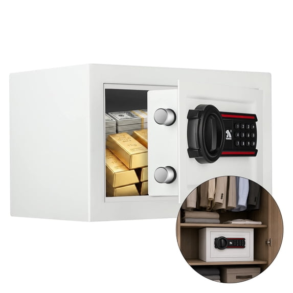 Tigerking 0.5 Cu.ft. Safe Box, Money Lock Safes with Digital Keypad, Security Safe for Home Office Hotell, White