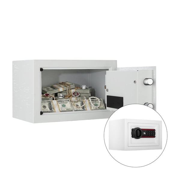 Tigerking 0.5 Cu.ft. Safe Box, Money Lock Safes with Digital Keypad, Security Safe for Home Office Hotell, White
