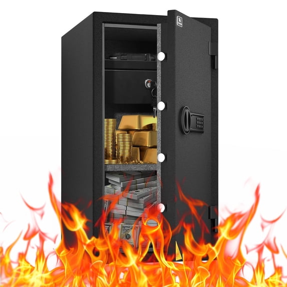 Tigerking 3.47 Cu.ft. Large Fireproof Safe, Steel Home Safe Box with Digital Lock, Drawer and Adjustable Shelves for Home and Office