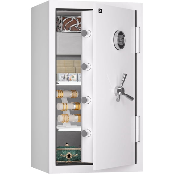 Tigerking Large Fireproof Safe, 8.78 Cu. ft. Steel Home Safe Box with Password Lock, Drawer and Adjustable Shelves, White