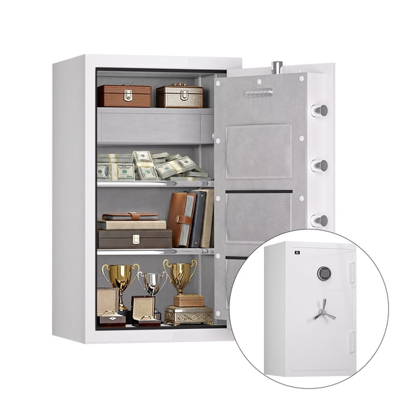 Tigerking Large Fireproof Safe, 8.78 Cu. ft. Steel Home Safe Box with Password Lock, Drawer and Adjustable Shelves, White
