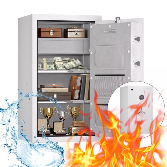 Tigerking Large Fireproof Safe, 8.78 Cu. ft. Steel Home Safe Box with Digital Lock and Drawer for Home and Office, White