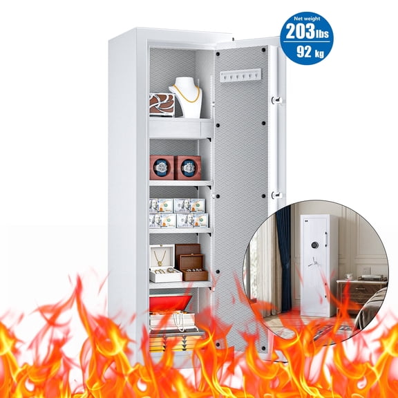 TigerKing 8.12 Cu.ft Large Steel Fireproof Safe, Home Luxury Safe Box with Digital Password Lock for Office Vault, UL72 1200°F 40 Min, White
