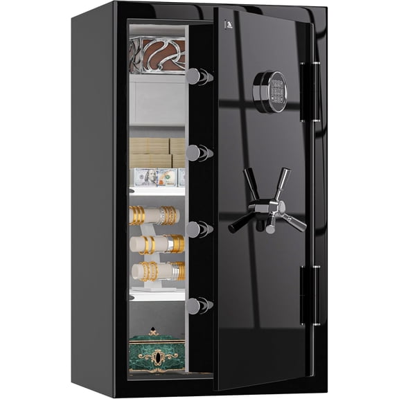 Tigerking Large Fireproof Safe, 8.78 Cu. ft. Steel Home Safe Box with Password Lock, Drawer and Adjustable Shelves, Black