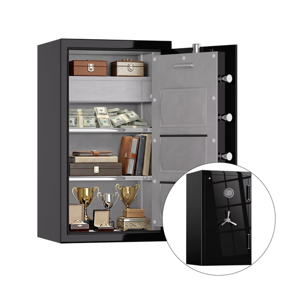 Tigerking Large Fireproof Safe, 8.78 Cu. ft. Steel Home Safe Box with Password Lock, Drawer and Adjustable Shelves, Black