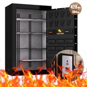 TigerKing 48.7 Cu Ft Extra Large Fireproof Safe for Home, Heavy Duty 642 lb Gun Safe with 45-Min Fire Protection 1200 F, 12-Gauge Steel, 16 Locking Bolts, 58-Gun Capacity, Electronic Keypad   Black