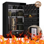 TigerKing 48.7 Cu Ft Extra Large Fireproof Safe for Home, Heavy Duty 642 lb Gun Safe with 45-Min Fire Protection 1200 F, 12-Gauge Steel, 16 Locking Bolts, 58-Gun Capacity, Electronic Keypad   Black
