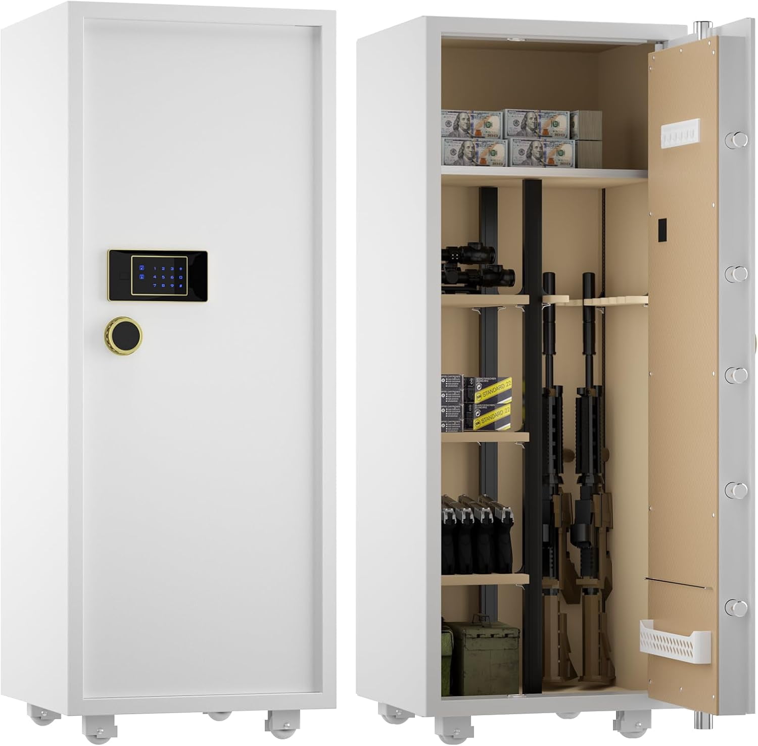 Tigerking 17.7 Cu. ft. Heavy Duty Security Home Safe, Document Safe with Digital Touchscreen Lock and Adjustable Shelves, 243lb, White