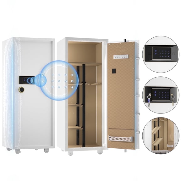 Tigerking 17.7 Cu ft Large Home Safe Box, Digital Safe with Key Lock and Adjustable Shelves, 243lb, White