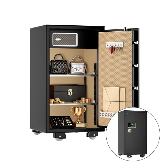 Tigerking Large Home Safe Box, 5.9 Cu.ft. Document Safe with Double Safety Key Lock and Separate Lock Box, Digital Safe with Removable Shelf for Home Hotel Office, 108lb, Black
