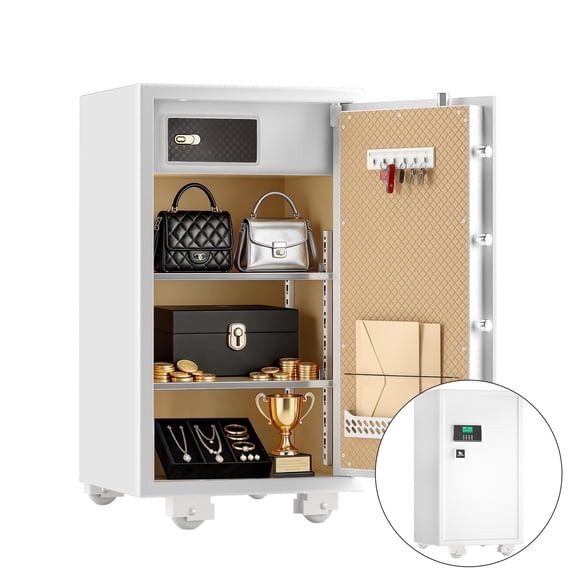 Tigerking Large Home Safe Box, 5.9 Cu.ft. Document Safe with Double Safety Key Lock and Separate Lock Box, Digital Safe with Removable Shelf for Home Hotel Office, 108lb, White