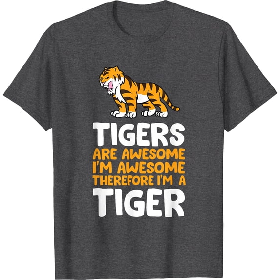 Tigers Are Awesome Therefore Softstyle Unisex T-Shirt,Dark Heather Grey Color,Size 4XL