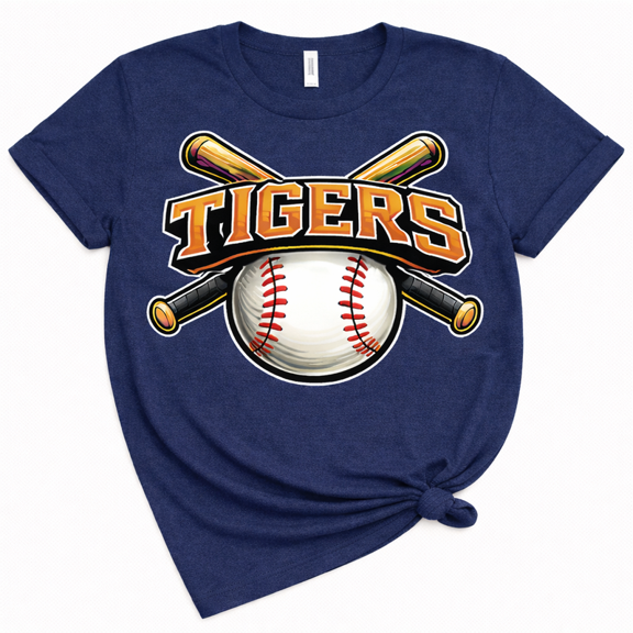 Tigers Baseball Graphic T-Shirt for Men Women – Baseball Bat & Ball Sports Design, Casual Short Sleeve Crewneck Tee