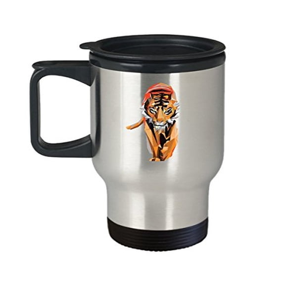 Tigers Coffee Cup - Art Novelty Gifts -14 Oz Stainless Steel Travel Coffee Mug