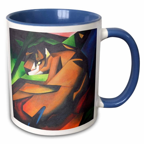 3drose, Tigers Cubism, 11oz Two-tone Blue Mug