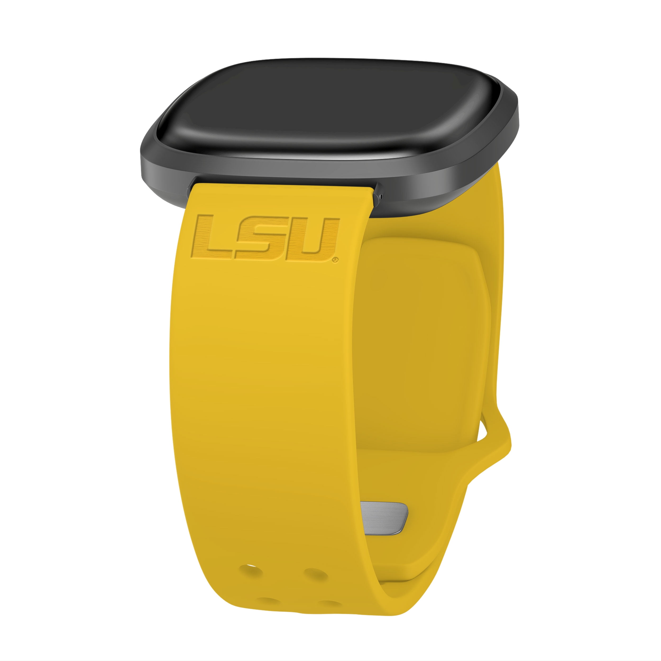 Tigers Engraved Silicone Unisex Watch Band for Fitbit Versa 3 and Sense (Yellow) by Affinity Bands