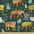 thumbnail image 1 of Ambesonne Tigers Fabric by the Yard Upholstery, Jungle Animals Forest Life, 1 Yard, Hunter Green Multicolor, 1 of 4