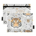 thumbnail image 1 of Tigers Face and Triangles 2 Pack Pencil Pouch for 3 Ring Binder Smooth Zipper Folders with Pockets Clear Window Pencil Case, 1 of 6