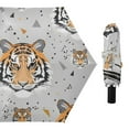 thumbnail image 1 of Tigers Face and Triangles Compact Sun Umbrella Windproof Travel Umbrellas for Rain Strong Portable UV Protection, 1 of 8