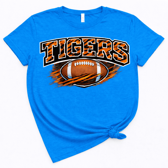 Tigers Football Graphic T-Shirt with Tiger Stripe Design – Unisex Sports Fan Tee, Game Day Crewneck Shirt