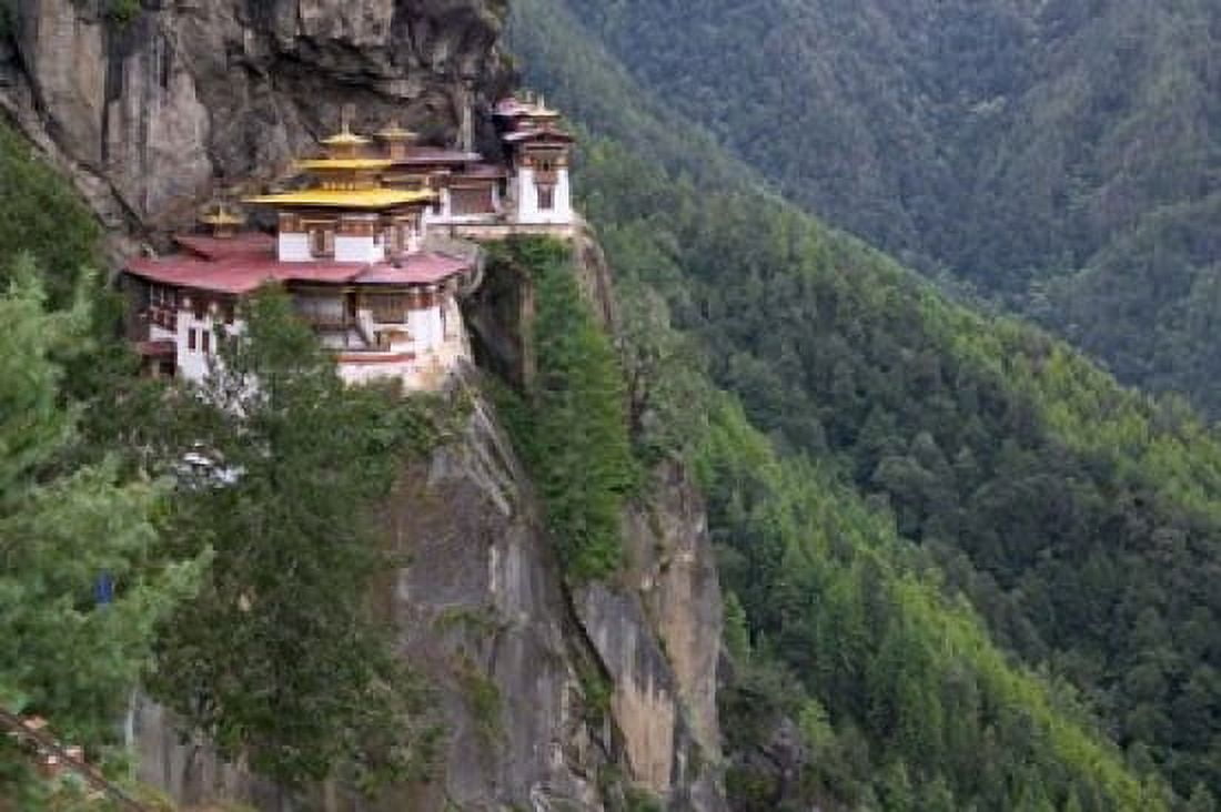 Tigers Nest Dzong Perched on Edge of Steep Cliff Paro Valley Bhutan Canvas Art - Keren Su DanitaDelimont (34 x 23)