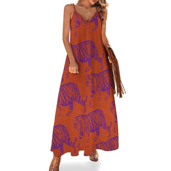 Tigers - Purple and Orange Sleeveless Dress dresses summer elegant dresses for women Long dress